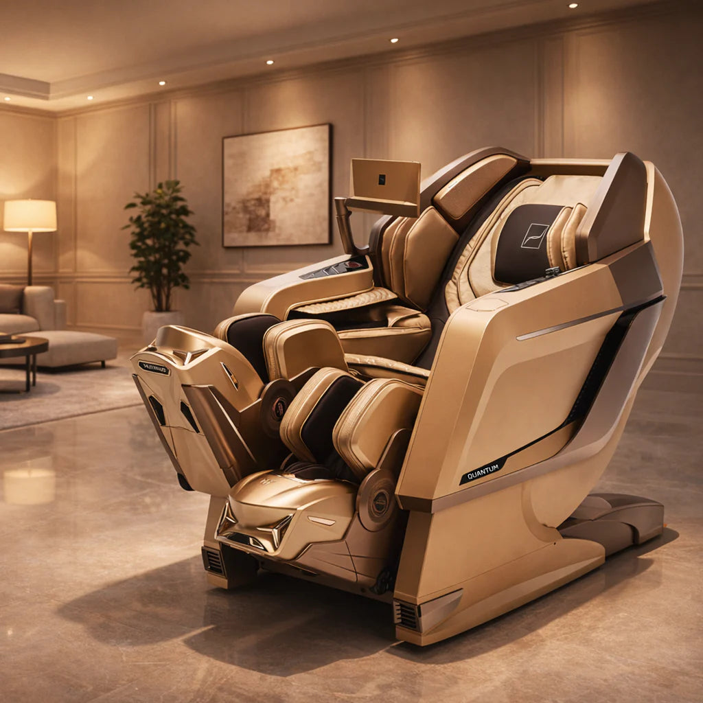 Zerava Quantum AI luxury massage chair in premium leather with full body recline