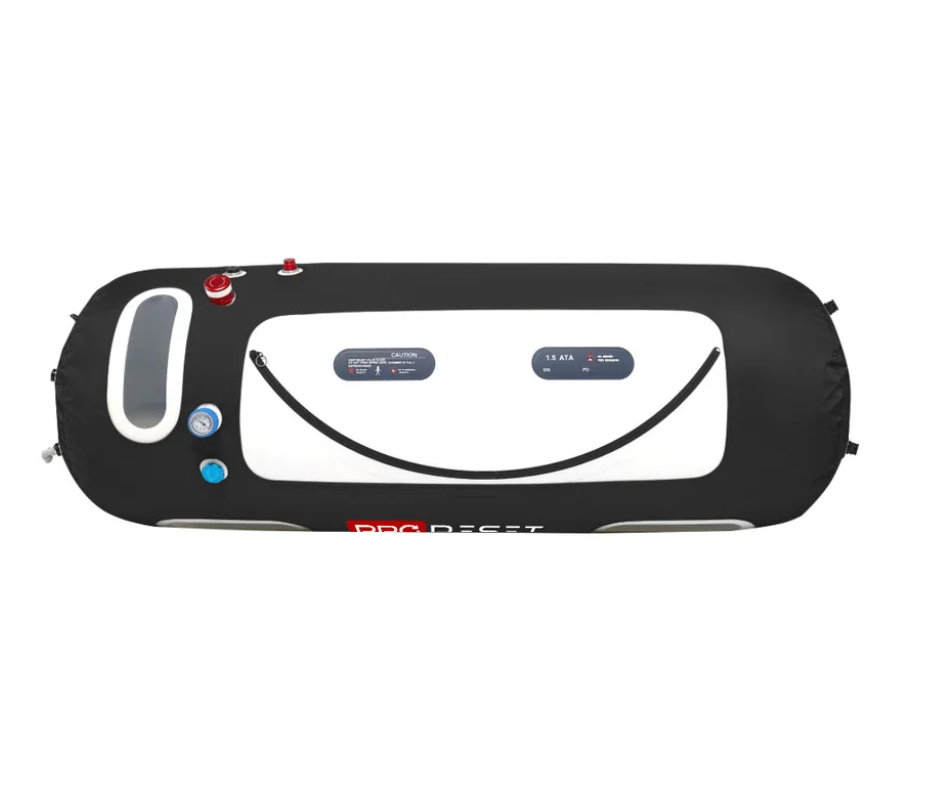 Zerava ProReset Flow 80/90 portable hyperbaric oxygen chamber with 7 windows and reclining mattress”

