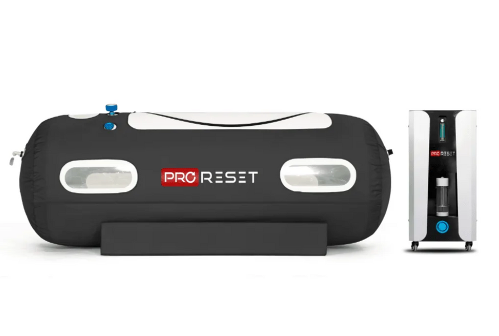 Zerava ProReset Flow 80/90 portable hyperbaric oxygen chamber with 7 windows and reclining mattress”