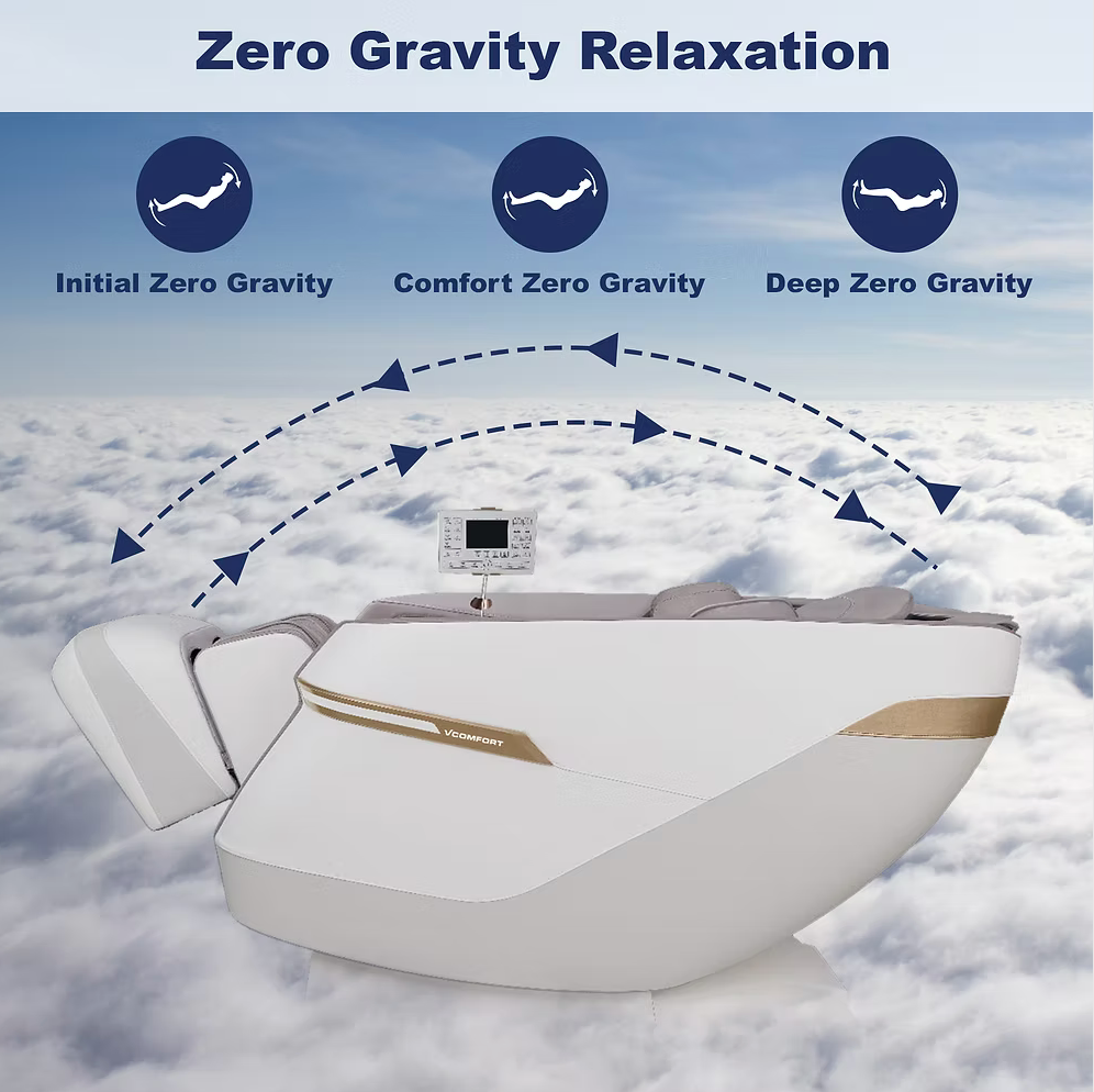Zero gravity relaxation massage chair with cloud background