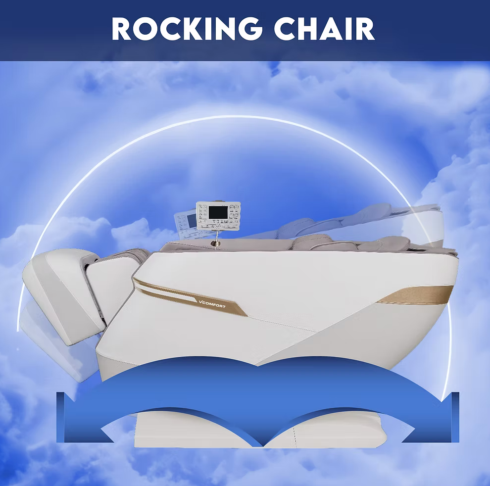Modern rocking chair with a blue cloud background
