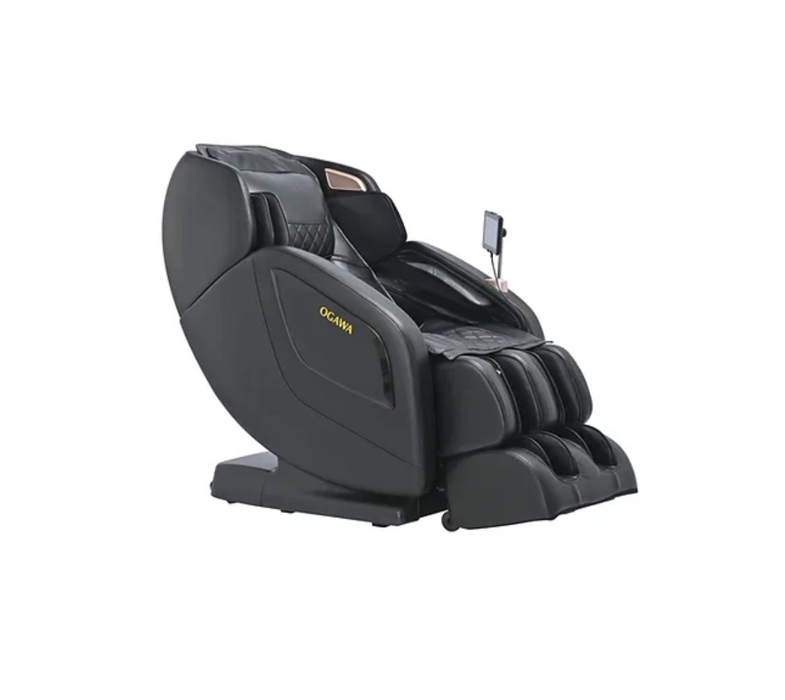 Zerava Black massage chair with 'OGAWA' branding on a white background