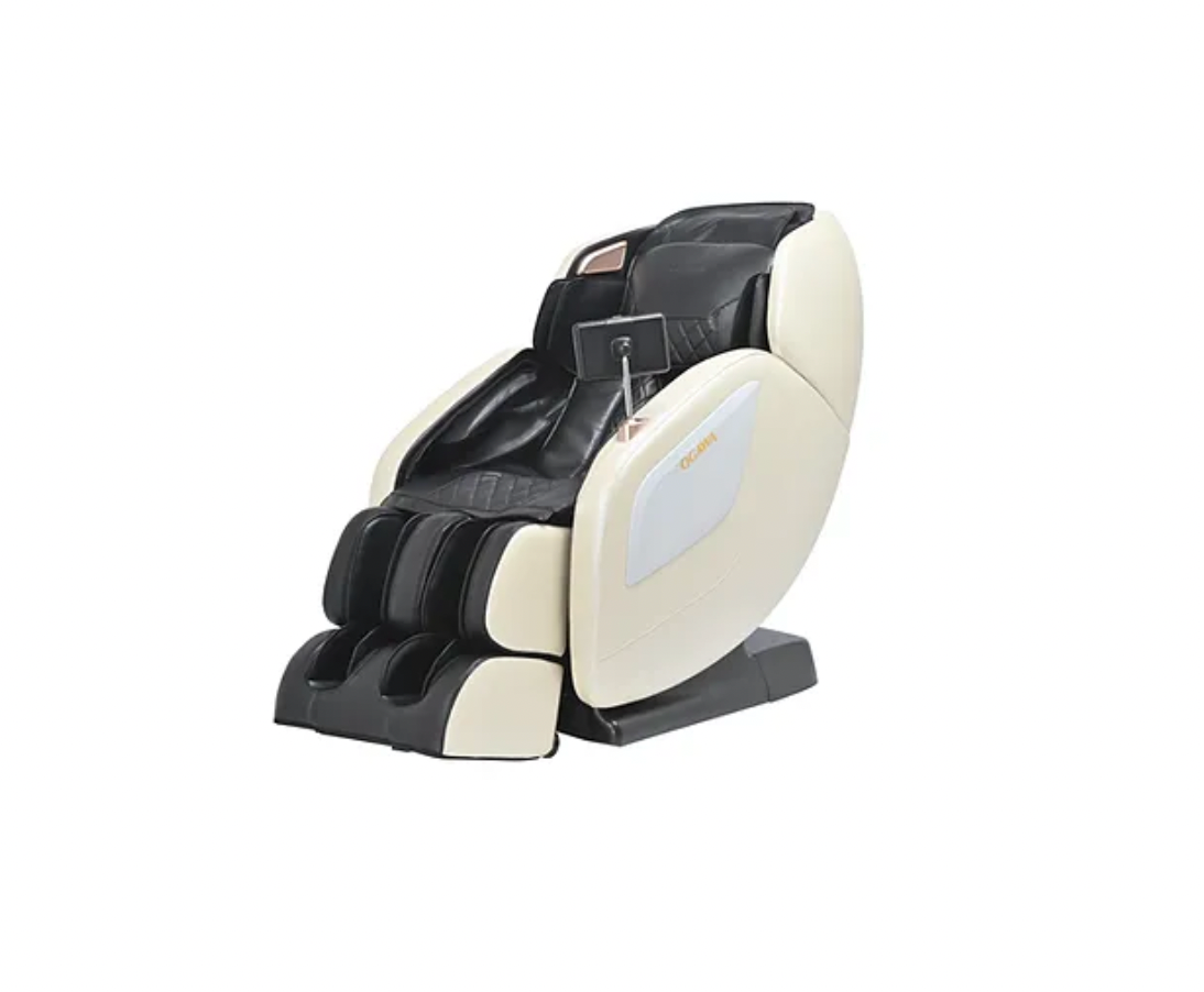 Zerava Massage chair with black and beige design on a white background