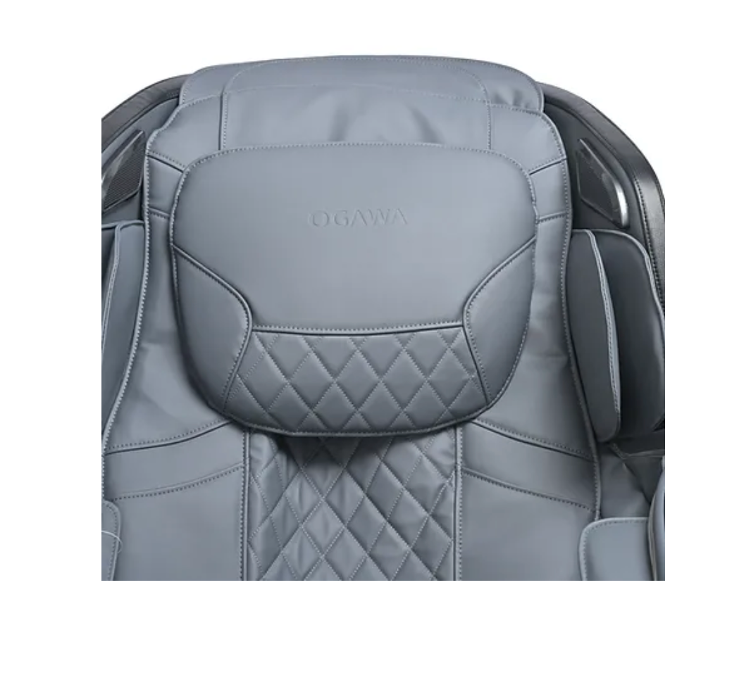 Zerava Grey massage chair with quilted design and 'OGAWA' branding on a white background