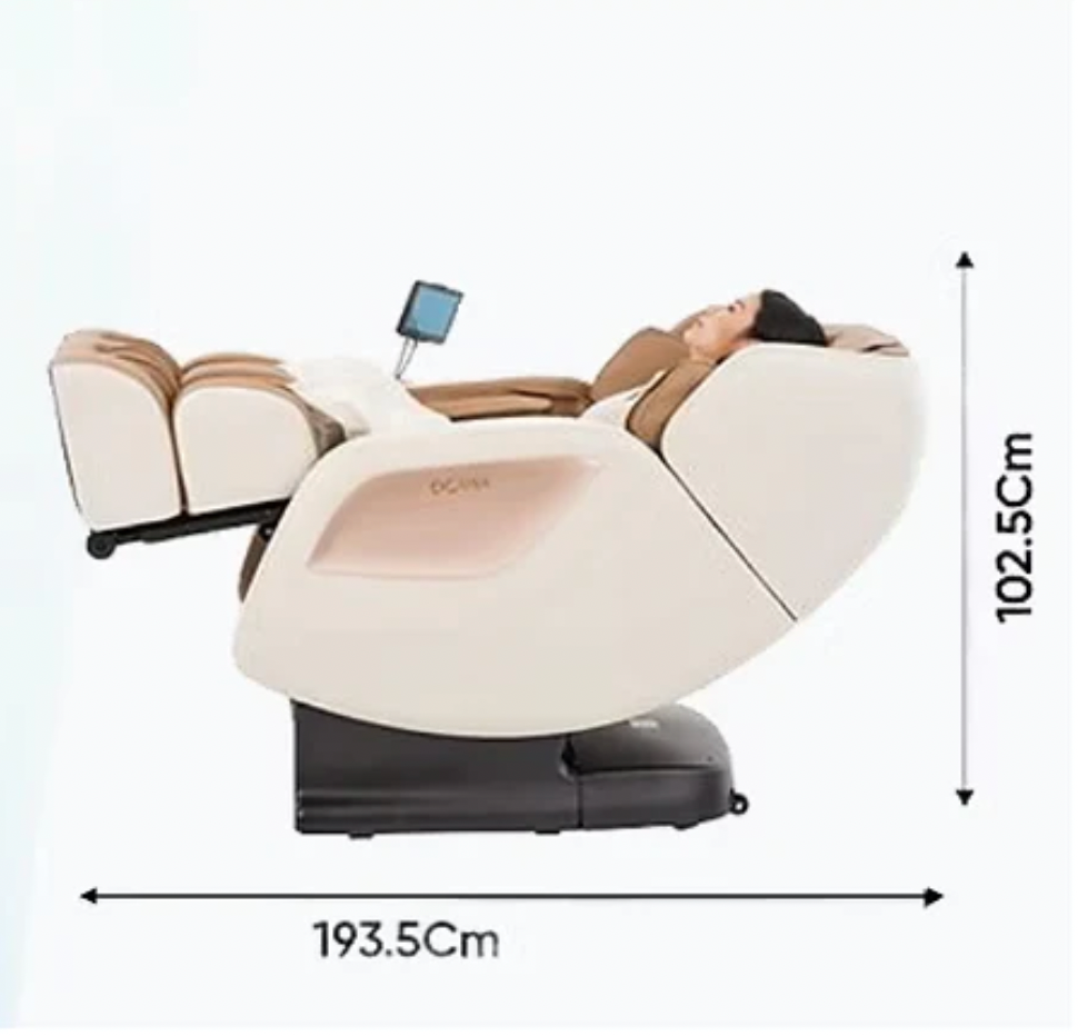 Zerava Massage chair with dimensions indicated on a white background