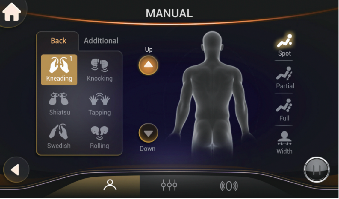 Zerava Massage therapy software interface with various massage techniques displayed on a screen.