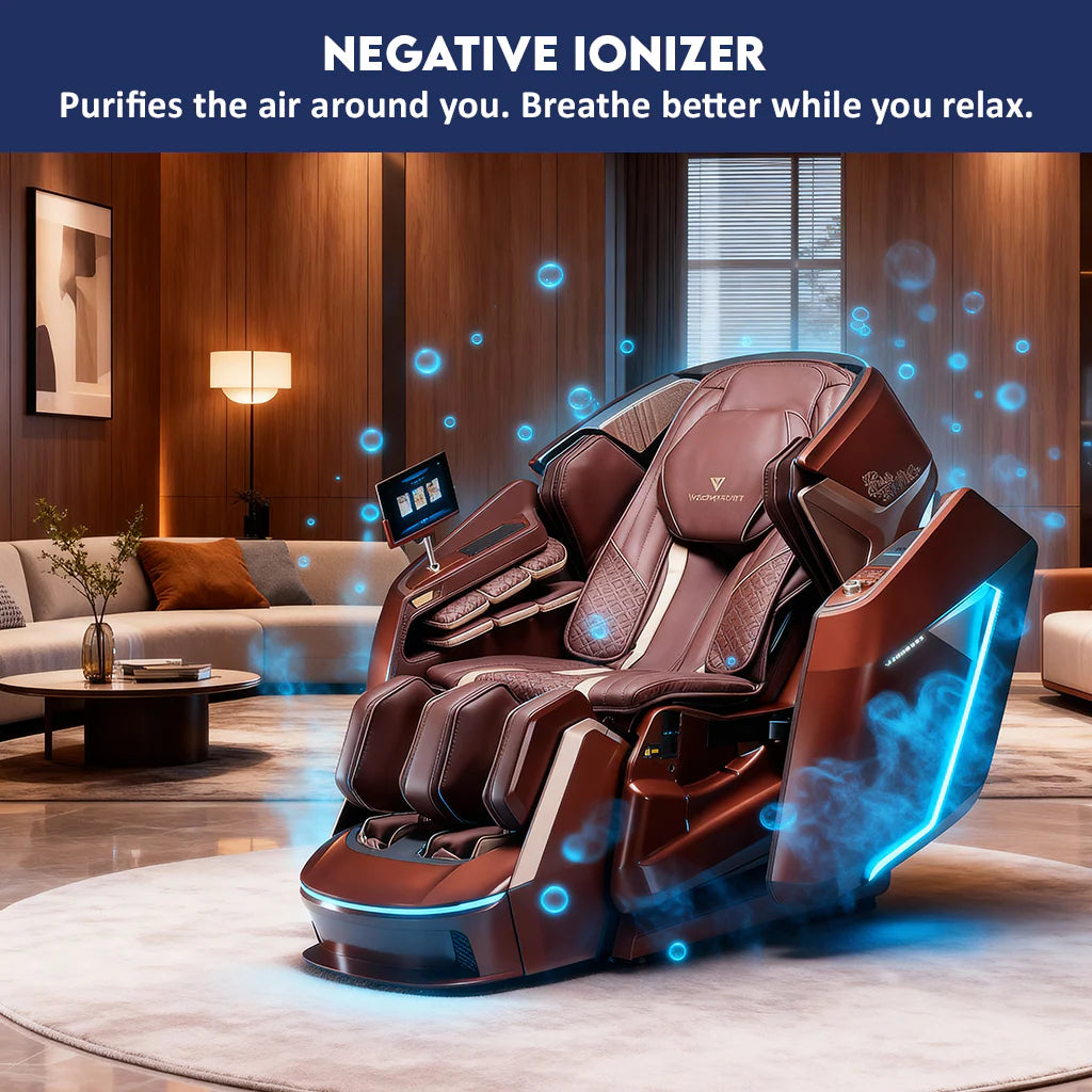 Amazing Zerava Royal Glide Massage chair with negative ionizer feature in a living room setting