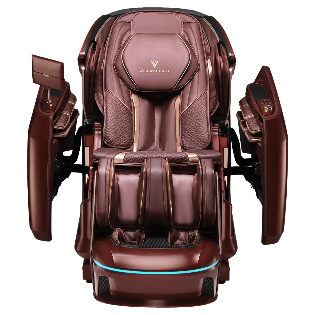 Zerava Royal Brown massage chair with quilted design on a white background