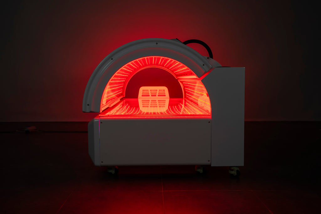 Zerava machine with a glowing interior in a dark setting