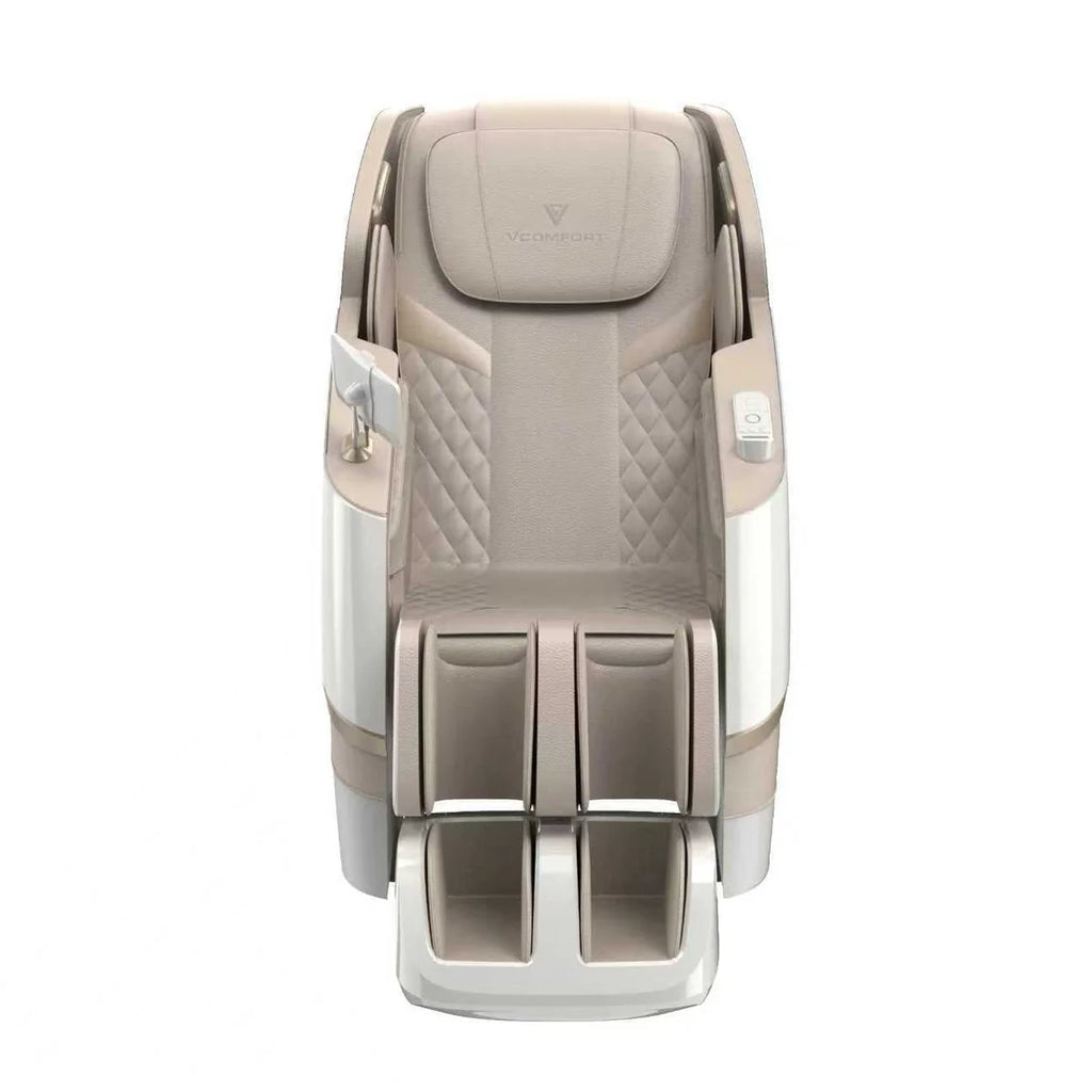 Zerava Beige massage chair with quilted design on a white background