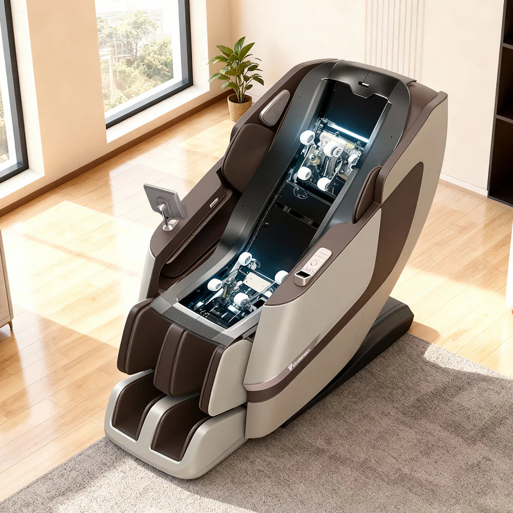 Zerava Massage chair in a room with large windows and a plant