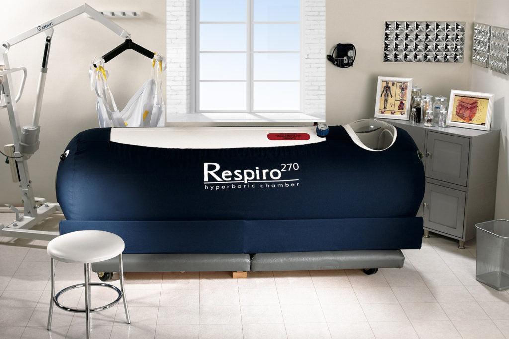 Respiro hyperbaric chamber in a room